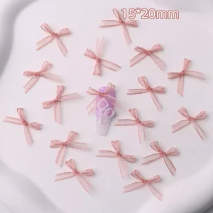 Soft pink lace bows paired with lavender 3D floral nail