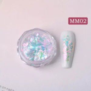 Cool pastel Aurora Nail Glitter with mint and lilac flake blend – MM02