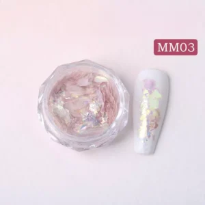 Champagne-pink opal glitter powder for nails – MM03