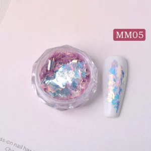 Purple and ice-blue opal nail glitter flake set – MM05