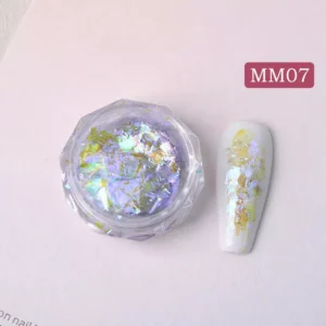 Soft golden-lilac iridescent nail glitter flakes – MM07