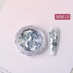 Aurora Opal Nail Glitter MM10 – crushed silver holographic nail flakes