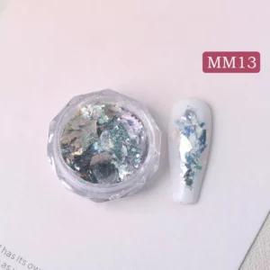 Aurora Opal Nail Glitter MM13 – turquoise iridescent foil flakes for nails
