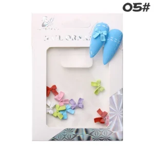 Small sculpted matte bow nail charms in pastel mix – Style 05#