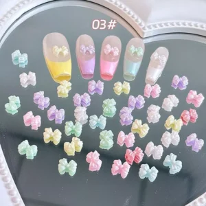 Matte pastel bow nail charms for kawaii nail art