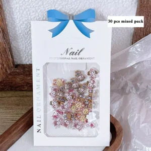 Retail packaging showing 30 pcs of Mikko character nail charms