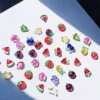Mini Fruit Nail Charms - Cute 3D Juicy Cartoon Delights 6 Mini Fruit Nail Charms in vibrant 3D designs on white background