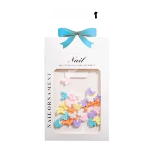 Tiny resin bow charms in mixed rainbow shades