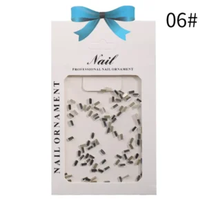 Minimalist nail studs in slim silver bar shape, compact pack