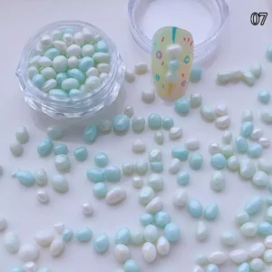 Dopamine pearl pebble charms in fresh mint and ivory colors