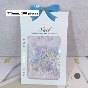 Sealed pastel resin bow nail charms, 7x5mm