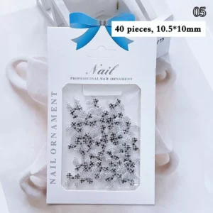 Mixed pattern plaid and dot bow nail charms, 40 pcs