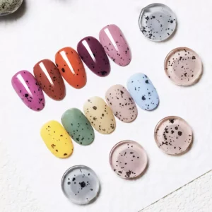 Multicolor nails with speckled finish using Trendy Eggshell Gel polish