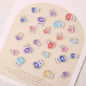 Colorful jelly bear nail decorations with pacifier details – resin cartoon embellishments