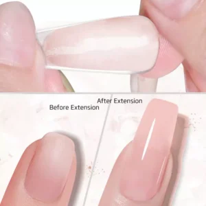 Before and after nail extension using Solid Building Gel