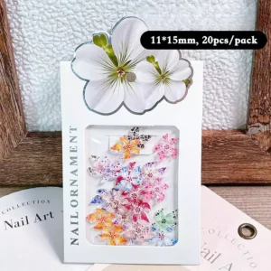 Retail packaging for Lily Flower Nail Stickers with floral window cutout