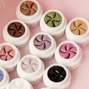 Top-down layout of Modeling Gel for Nail Art in 12 earthy shades