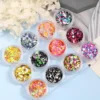 Neon glitter nail sequins in 12 vibrant iridescent shades for DIY nail art