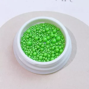 Green 3D nail caviar beads in various sizes