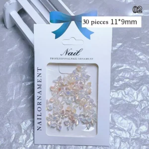 Opalescent butterfly nail pieces in nude peach – Style 02