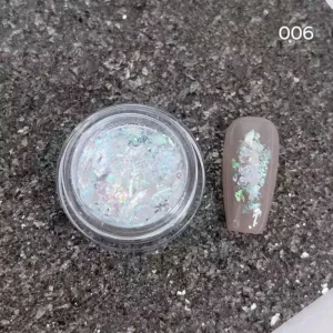 Opalescent green-blue iridescent nail glitter flake mix