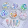 Assorted Ocean Sparkle Nail Sequins with iridescent shapes in mixed color pots