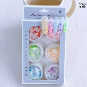 Bright pastel sequin set with mixed heart and star glitters
