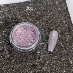 Aurora Opal Nail Glitter 001 with soft pink chrome shimmer swatch