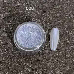 Holographic nail glitter 008 in soft glacier blue with iridescent particles