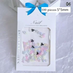 Pastel outlined resin bows with black accents – 100pcs, 5×5mm
