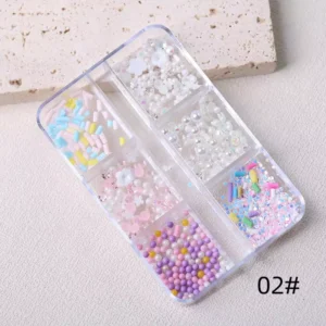 Pastel nail decoration kit with beads, pearls, and candy colors