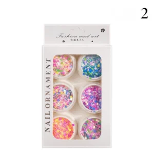 Soft pastel chameleon glitter flakes boxed in retail package