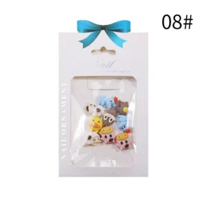 Farm animal resin nail charms in soft pastel palette