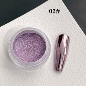 Pastel lavender Mirror Chrome Nail Powder with chrome finish nail tip