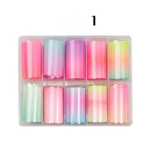 Set 1 of Dreamy Galaxy Nail Foils featuring pastel rainbows and pinks