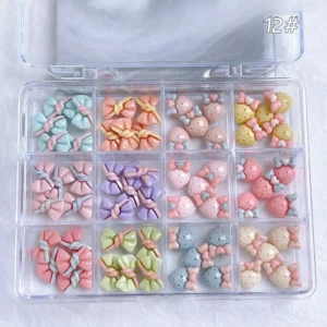 Glossy Bows & Berries Nail Charms