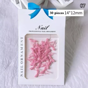 Peach bow ribbon nail charms in a professional package with 30 pieces