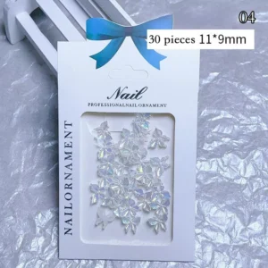 Pearl white and violet butterfly nail charms – Style 04