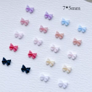 3D Resin Bow Nail Embellishments in structured short-tie shape, 7×5mm