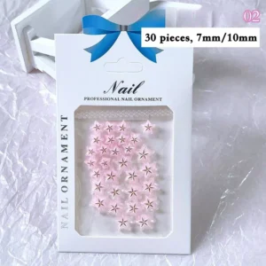 Pink resin starfruit nail decorations for cute fruity nail art, 30-piece set