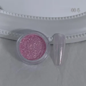 Pink shimmer Starlight Glitter Nail Powder with subtle white chrome base