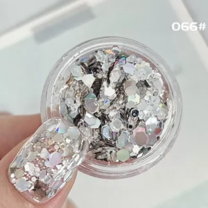 Platinum Spark Diamond Mix – crystal clear silver hex glitter with platinum shine