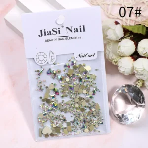 Holographic rainbow nail crystals with multi-cut reflections