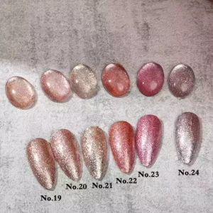 Glitter Gel Polish swatches 19 to 24 shown in natural lighting