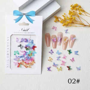 Butterfly nail charm pack with peach nude manicure – style 02