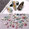 Mixed resin gem nail charms with iridescent finish in various shapes and colors
