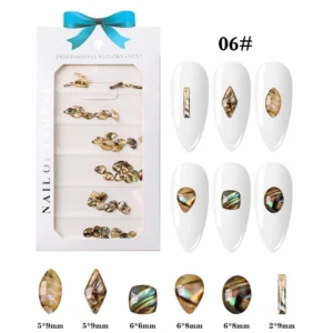 Earthy neutral resin nail stones with multicolor reflections and fine polish