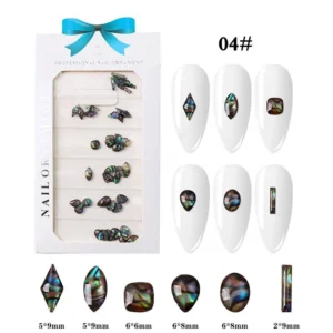 Dark aurora-toned shell-like resin charms for luxury nail art