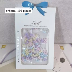 Bagged resin bow nail decorations, pastel mix, 6x5mm