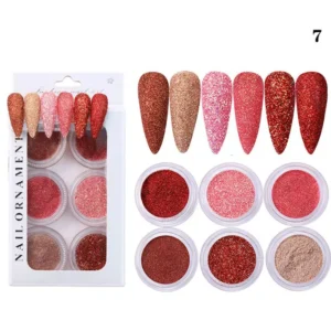 Red and Pink Chrome Glitter Powders in Romantic Shades